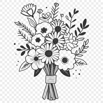 A digital bouquet of flowers designed with vector graphics and available for various formats including PNG, PDF, and DXF.