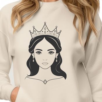 Illustrated princess character in a royal gown, vector graphic artwork for crafting and design projects.