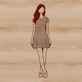 A detailed illustration of a young female figure.