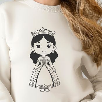 A young female character from a fairy tale setting, depicted in an abstract, simplified style.