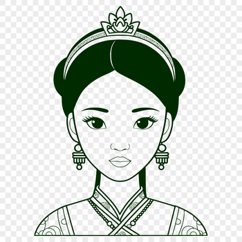 Illustration of a girl in royal attire, created using vector design techniques.