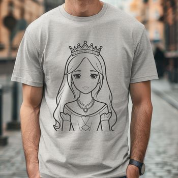 A digital illustration of a female princess in a traditional royal setting.