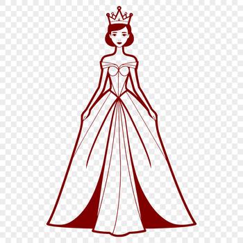 A young female character in a princess costume, suitable for vector art and digital design.