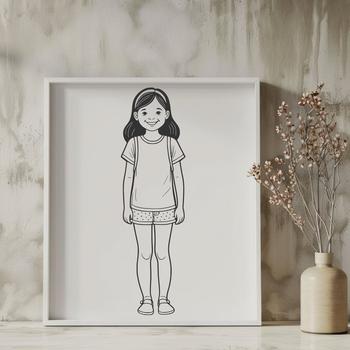 A young girl in a casual outfit, suitable for various design applications.