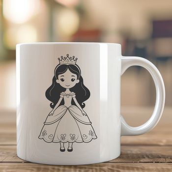 Female royal character in a princess dress made from vector art.