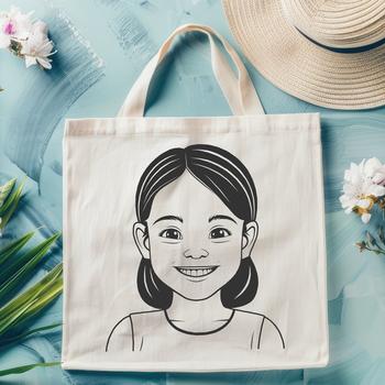 A young girl illustrated in a simplified style.