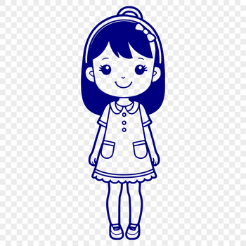 A young girl character created as scalable vector graphics (SVG) for various digital uses.