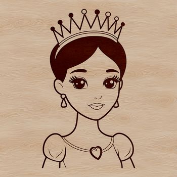 A digital illustration of a young princess character in a traditional royal attire, suitable for various design projects.