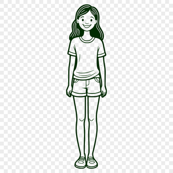 A young girl illustrated in simple, stylized lines, suitable for vector design and cutting machine applications.