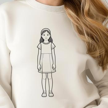 An editable SVG clip art image of a girl, ideal for use with cutting machines like Cricut or laser cutters.