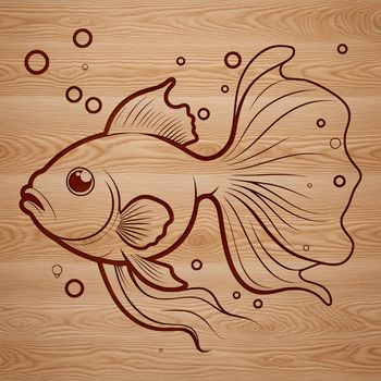 A colorful goldfish swimming in a small pond.