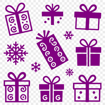 A wrapped present in a rectangular box with a ribbon and bow.