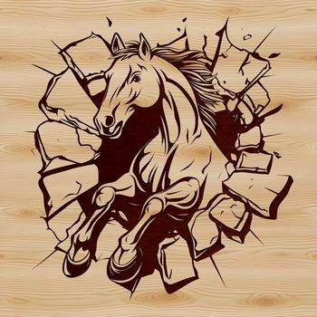 A detailed illustration of a horse in a bold and dynamic pose, suitable for vector art and cutting machine designs.