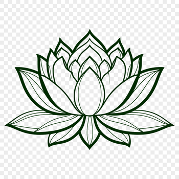 A stylized illustration of the sacred lotus flower, commonly depicted in Eastern religions and cultures.