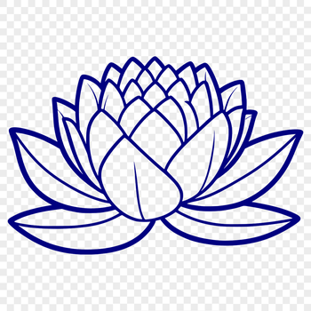 A stylized illustration of the lotus flower in various stages of bloom.