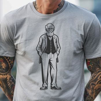 A simple line art illustration of a male figure in various poses and styles for design projects.
