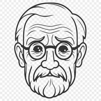 An illustration of an elderly man with a long beard.