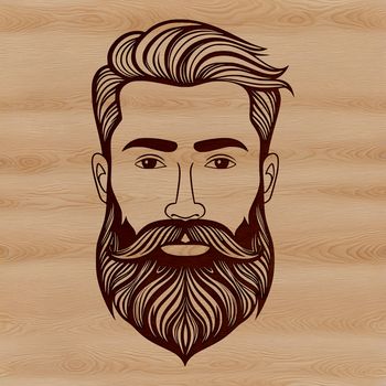 A simple vector illustration of a male figure with facial hair.