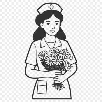 A high-quality vector illustration of a female nurse in a professional setting.