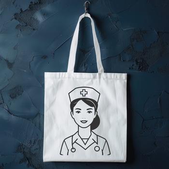 A detailed illustration of a female nurse in her profession, suitable for vector art projects.