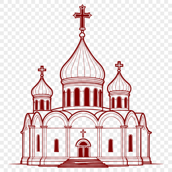 A detailed illustration of a traditional Orthodox church with domes and towers, suitable for vector graphics design.