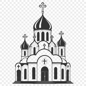 A traditional Orthodox church building with a distinctive design, suitable for vector art projects.