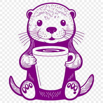 A cartoon illustration of a playful otter swimming in water, suitable for digital artwork.