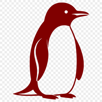 A stylized illustration of a penguin in black outline form, suitable for digital cutting machines like Cricut.