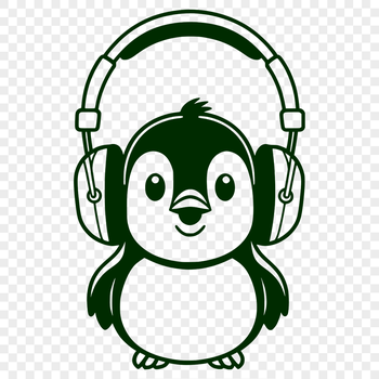 A penguin wearing headphones, created as an SVG vector image.