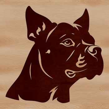 An SVG graphic representing a Pitbull's face with bold features.