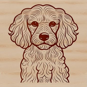 A detailed illustration of a Poodle's head, designed as vector art.