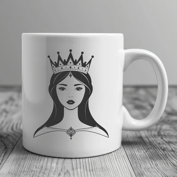 A royal female character in a medieval-style outfit, suitable for vector art and clip art.
