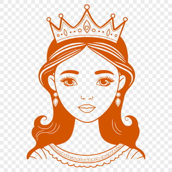 A princess character in a royal gown, suitable for digital editing with vector art tools like Illustrator and Procreate.