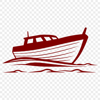 An SVG design of a boat with clean lines and precise details.