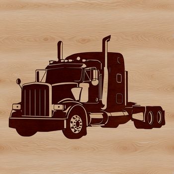 A detailed illustration of a semi truck, suitable for vector graphics.