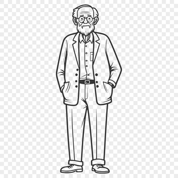 A digital illustration of an older male figure in a simple style.