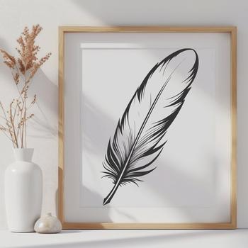 A single white feather with a subtle texture, suitable for use in graphic design and digital art projects.