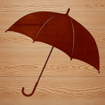A simple vector illustration of a colorful umbrella with a sturdy handle and waterproof canopy.