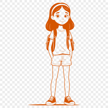 A young girl illustrated as a line art design.