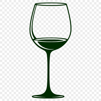 An illustration of a wine glass filled with liquid against a clean background.
