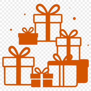 A simple, illustrative rendering of a wrapped gift box, suitable for use in digital designs.