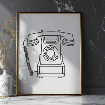 A modern telephone with a cord and receiver, illustrated in a digital vector format.
