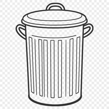 A simple vector graphic representation of a standard trash can.