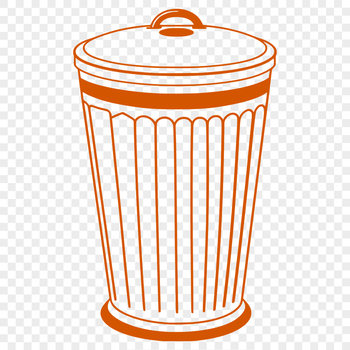 A simple vector graphic illustration of a trash can, suitable for design projects.