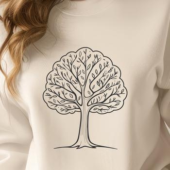 Vector illustration of a tree with stylized branches and leaves.