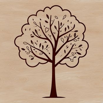 Illustration of a tree in a natural setting, suitable for vector graphics design.