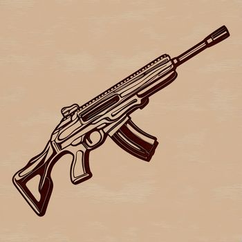Vector illustration of a rifle with detailed design features.