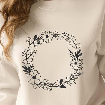 A floral design for a decorative wreath made using vector art.