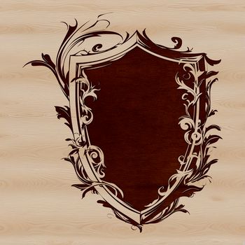 A detailed, ornate shield illustration suitable for vector design and cutting machine projects.