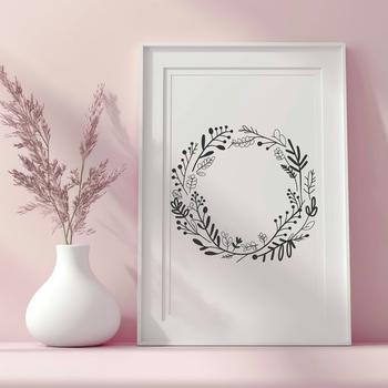 A floral wreath design created as a vector art template suitable for cutting machines.